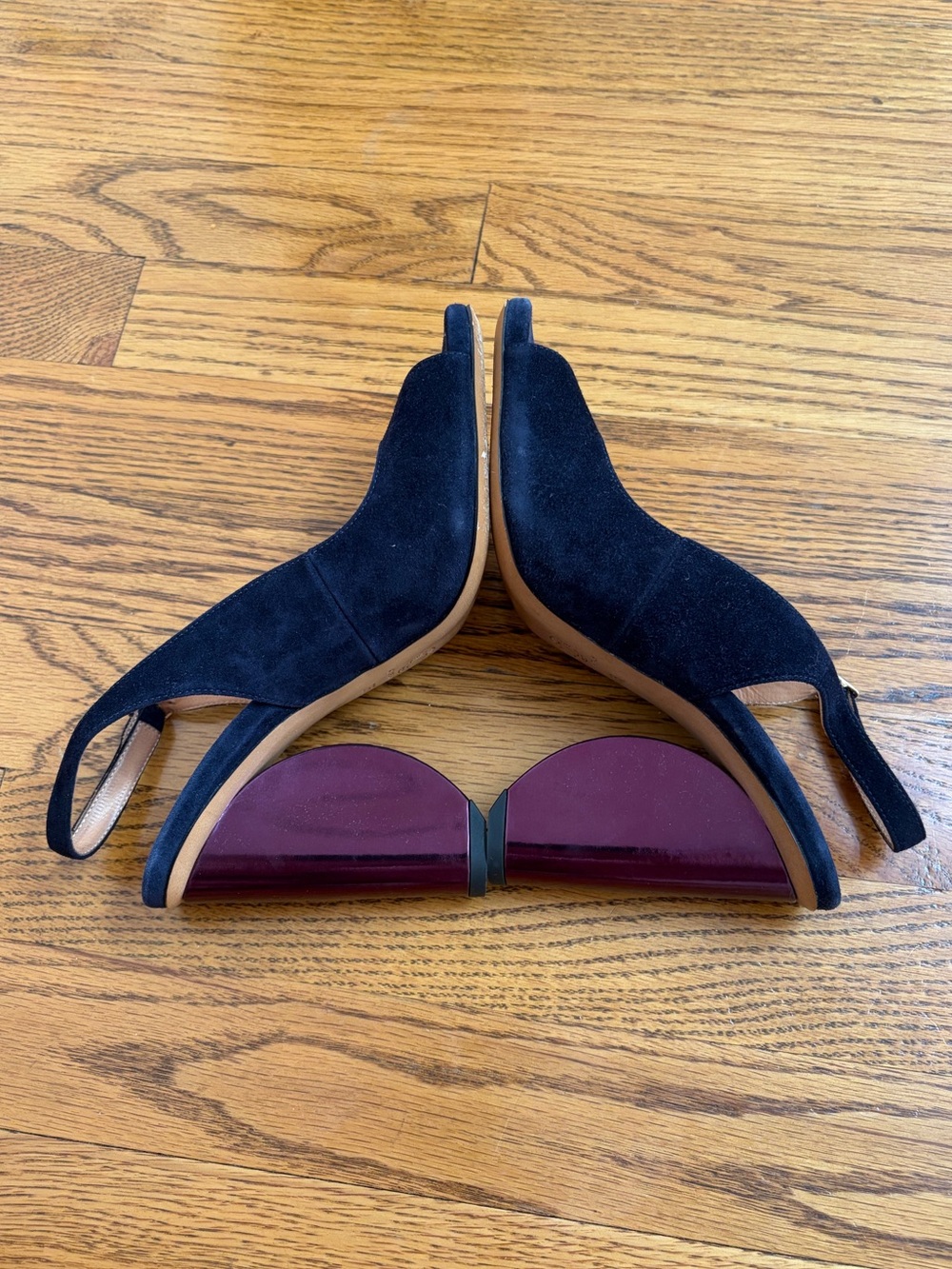 Dries Van Noten Blue Suede Purple Heel Slingback - Picture 3 of 13
